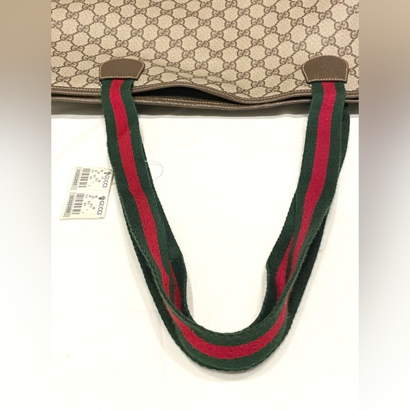 RARE NWT Vintage GUCCI SHERRY Line XLarge BROWN Monogram Canvas Leather Tote NEW - Picture 10 of 15